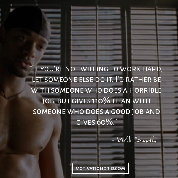 Will Smith quote on working hard, inspirational image with a quote